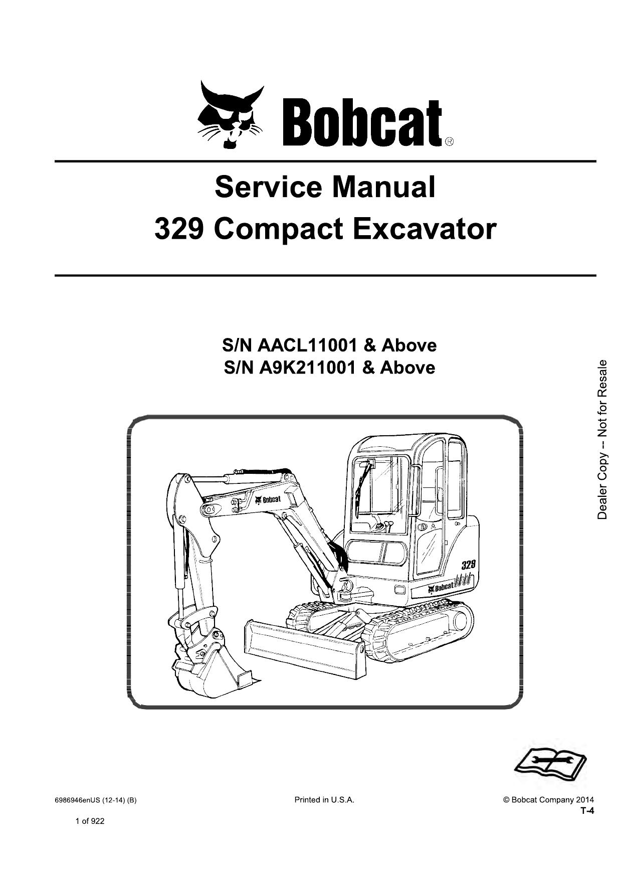 329 Compact Excavator Service Manual Bobcat 2